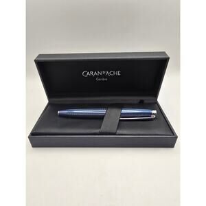 Caran d'Ache Leman Grand Bleu Fountain Pen 18K M Nib w/ Box